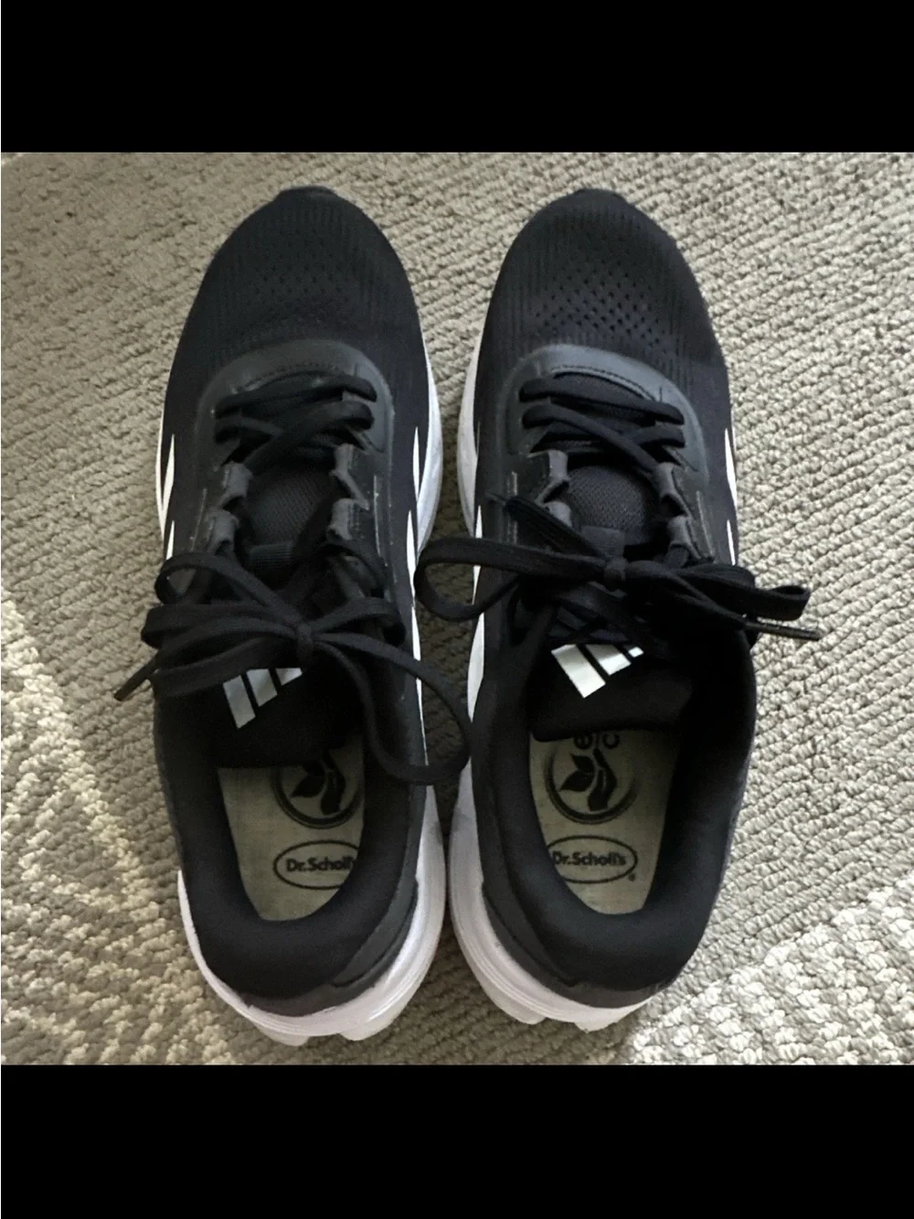 adidas Men's Black Athletic Running Shoes with White Stripes